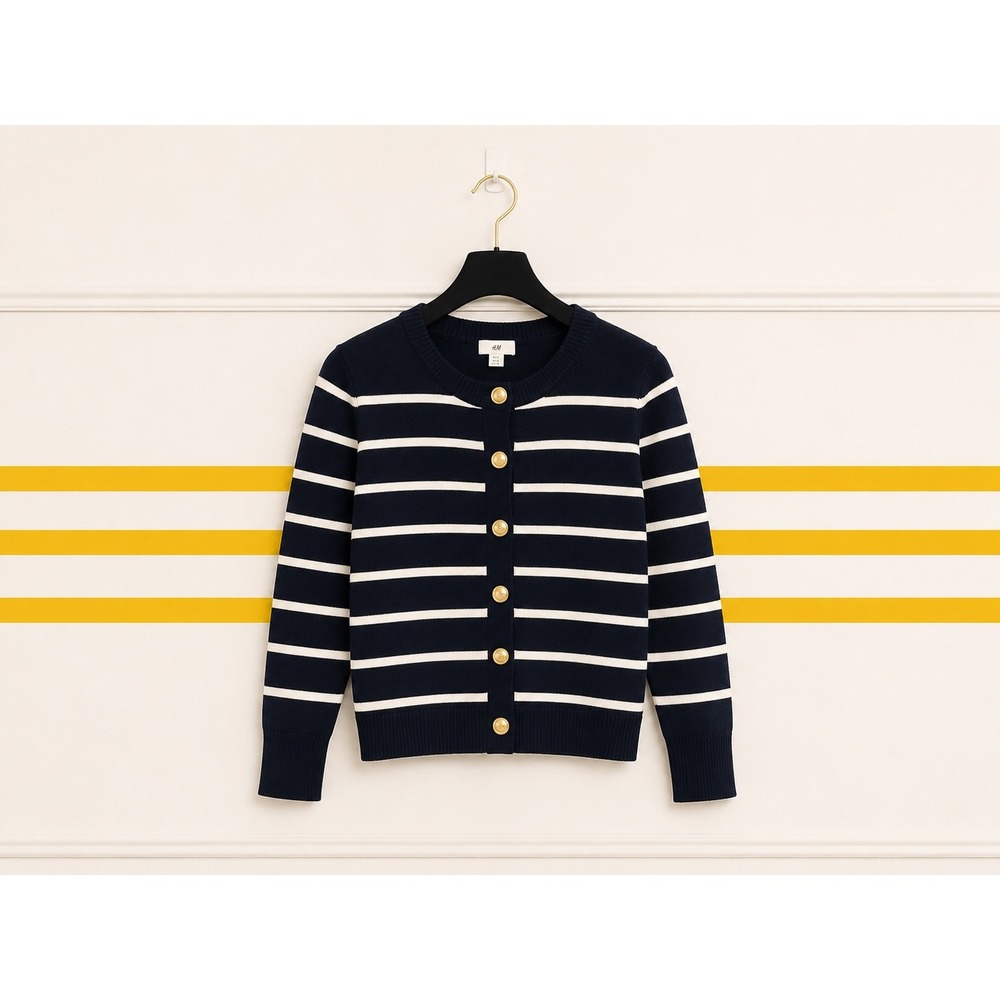 Coastal Prep Navy Stripe Cardigan | Old Money Nautical Knit